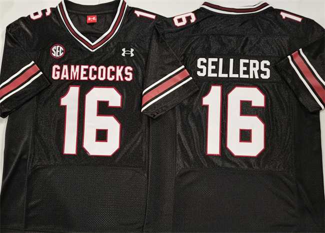 Mens South Carolina Fighting Gamecocks #16 LaNorris Sellers Black Stitched Jersey